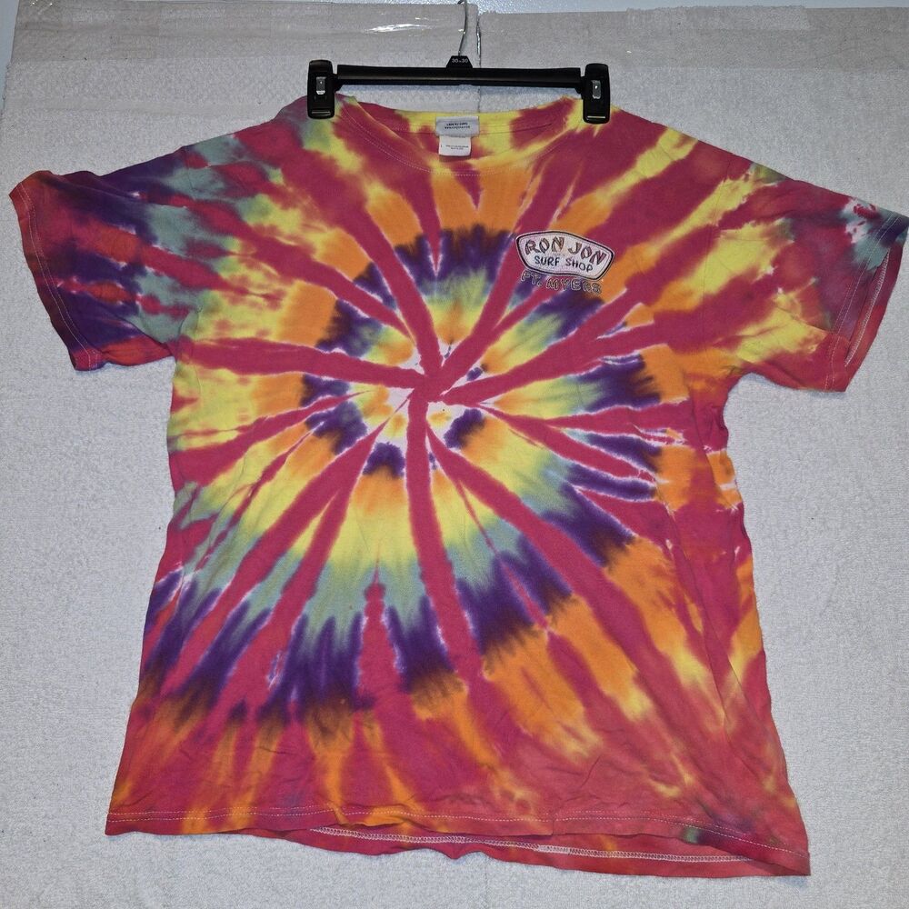Ron Jon Surf Shop Men's Tie Dye Multicolor Fort Myers Short Sleeve Shirt Sz L